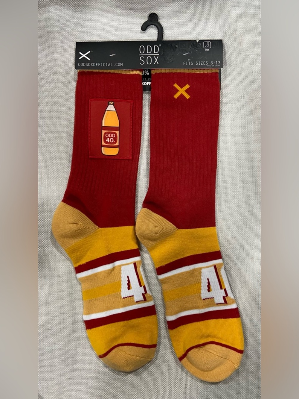 Odd Sox ODD40 Red/Yellow Novelty Cross Fit Socks - Size 6-13
